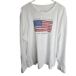 Life Is Good Mens Crusher T-Shirt XL Patriotic American Flag Graphic Tee Stretch